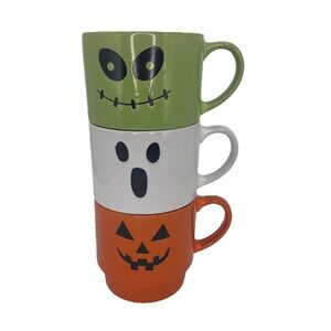 Halloween Mug Set Character Stackable Mug 3pcs Cup Set Ceramic Mugs New-READ